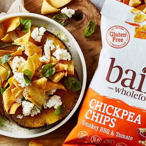Bains Wholefoods Chickpea Chips Smokey BBQ & Tomato