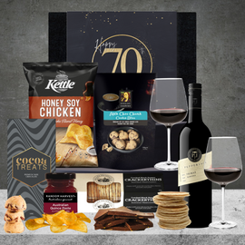 Happy 70th Birthday Red Wine & Chocolate Hamper