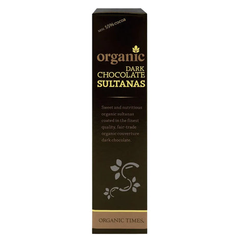 Organic Times Dark Chocolate Sultanas 150g - side of pack