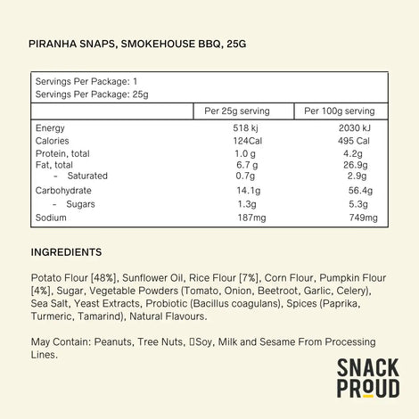 Piranha Snaps Smokehouse BBQ 25g
