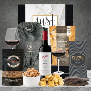 Red Wine & Pamper Hamper For Him Black Robe
