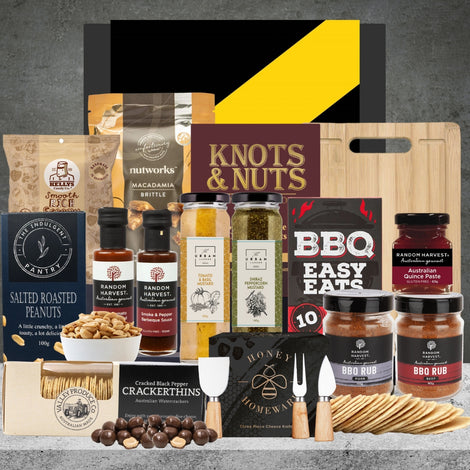 AFL BBQ hamper with chocolates, premium nuts and savoury treats