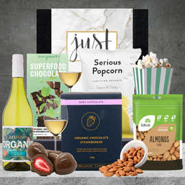 Annais Organic Chardonnay Hamper featuring wine and chocolates