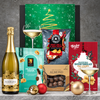 Azahara Sparkling Chardonnay Pinot Noir Christmas hamper with macadamia shortbread, chocolate cookies, chocolate-coated almonds and chips.