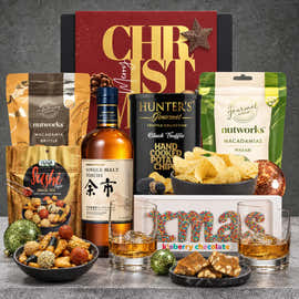 Festive Japanese Nikka Yoichi Whisky Hamper from Hampers Galore featuring premium Japanese whisky and gourmet treats