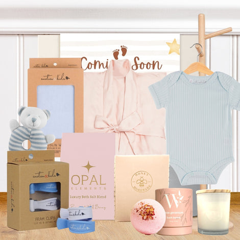 New Born Baby & Mum Gift Hamper from Hampers Galore featuring baby essentials and pampering treats