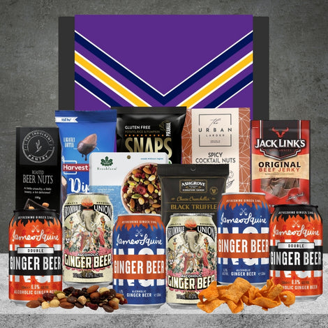 NRL gift hamper featuring a variety of ginger beers