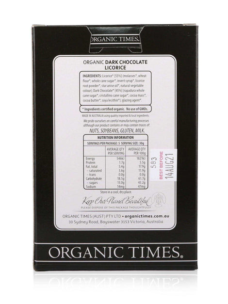Organic Times Dark Chocolate Licorice 150g - view 2