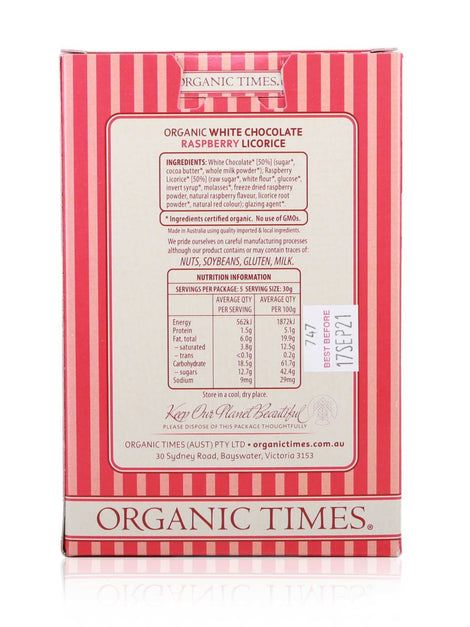 Organic Times White Chocolate Raspberry Licorice 150g - view 2