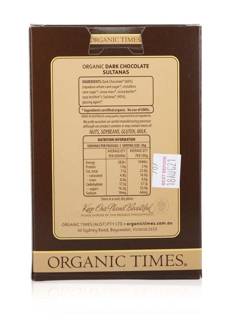 Organic Times Dark Chocolate Sultanas 150g - view 2