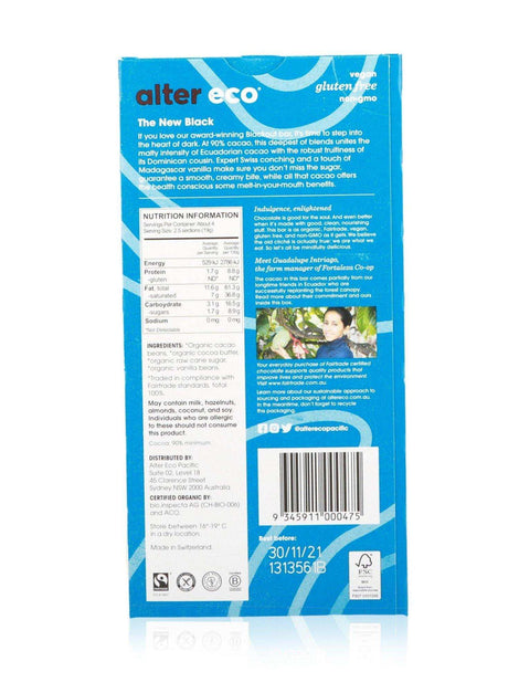 Alter Eco Organic Chocolate Deepest Dark Super Blackout 75g - Healthy Essentials Australia - health food store - health food stores - health food store near me - organic food store - health food store near me