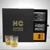 Johnnie Walker Black with 2 Whisky Glasses filled with Johnnie Walker Black Blended Scotch Whisky