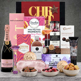 Pamper With Moet Rose Christmas Hamper