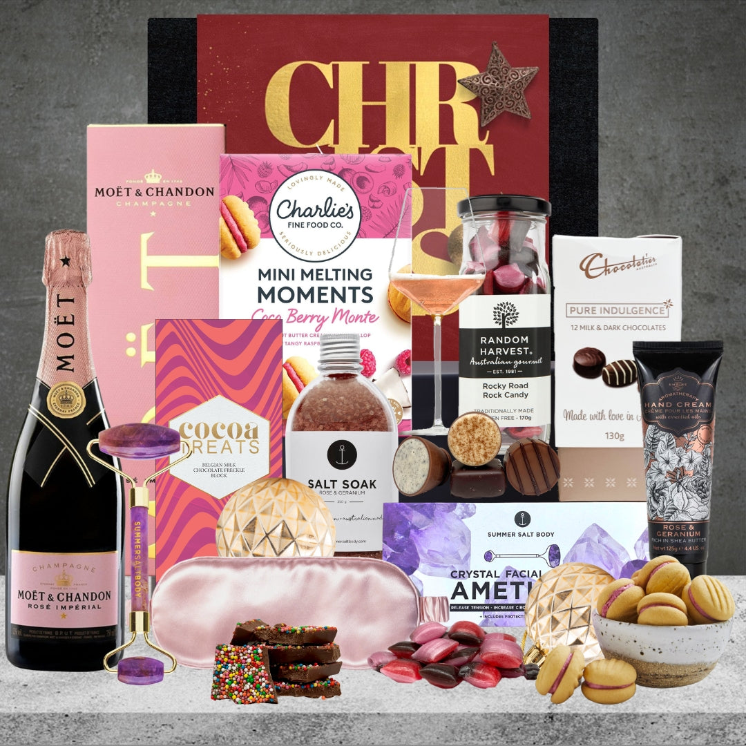 Pamper With Moet Rose Christmas Hamper