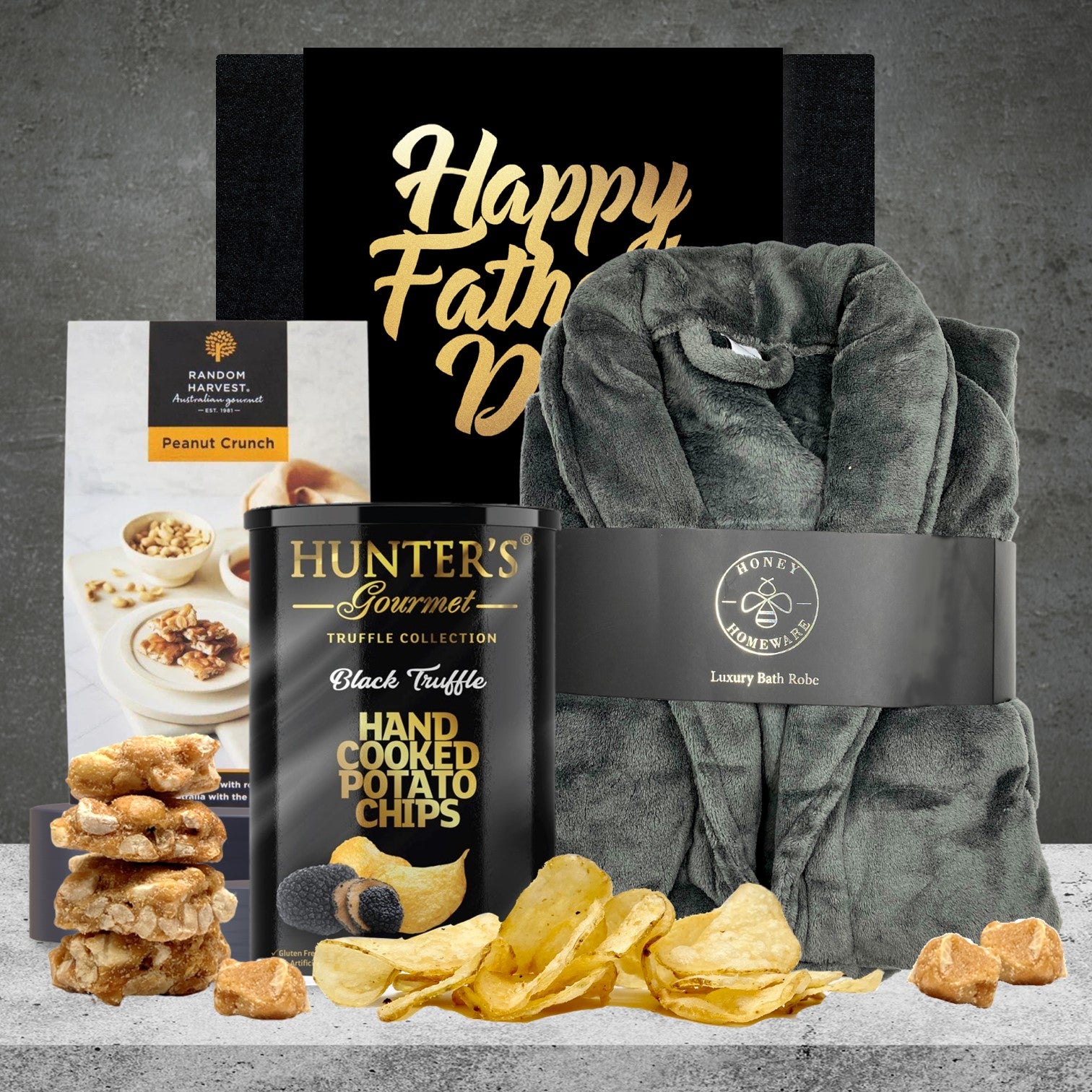 Plush Bathrobe & Snacks Hamper For Dad