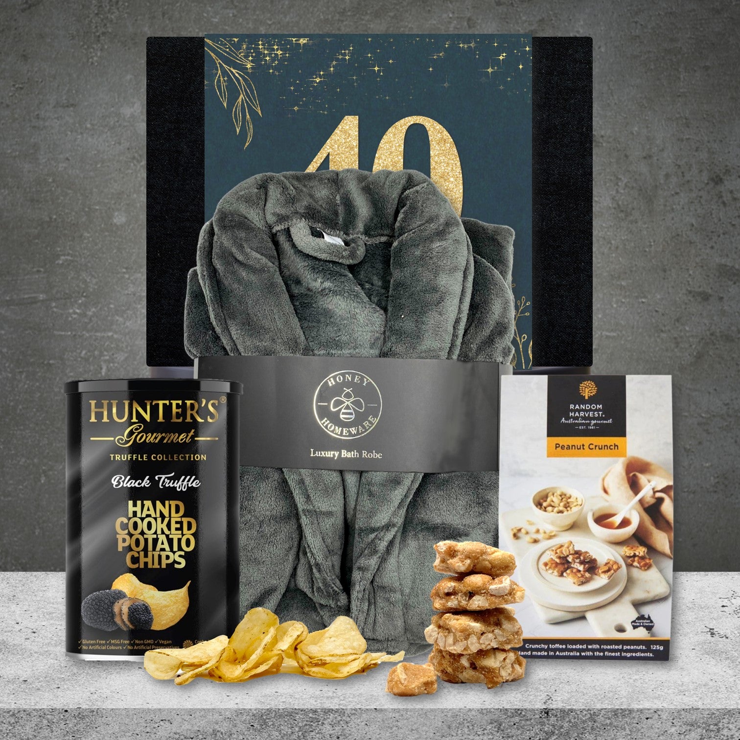 Happy 40th Plush Robe & Snacks