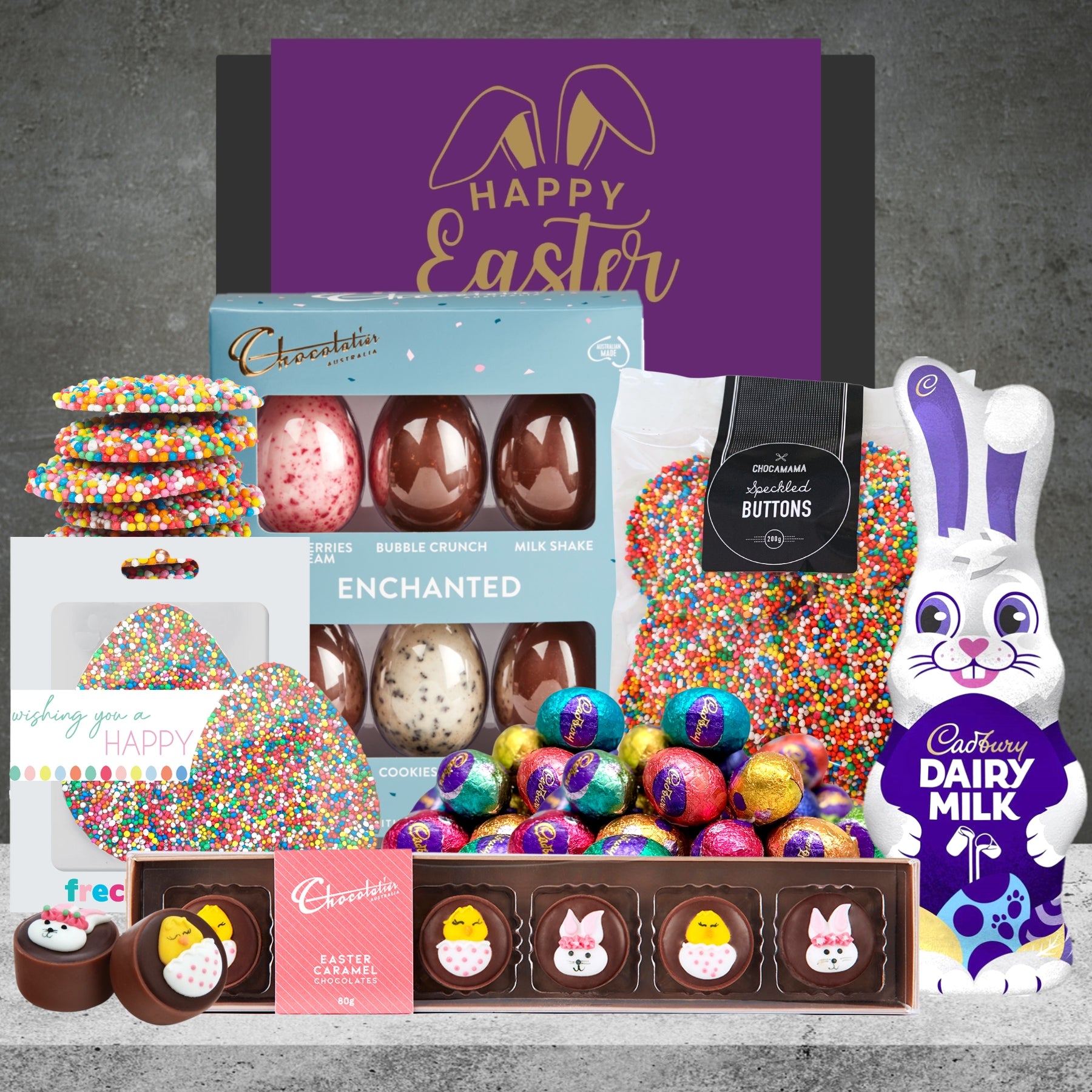 Chocamama Speckled Buttons with Easter Bunny Tail Hamper Featured Image