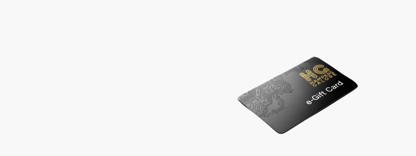 Black e-Gift card with gold text on a white background