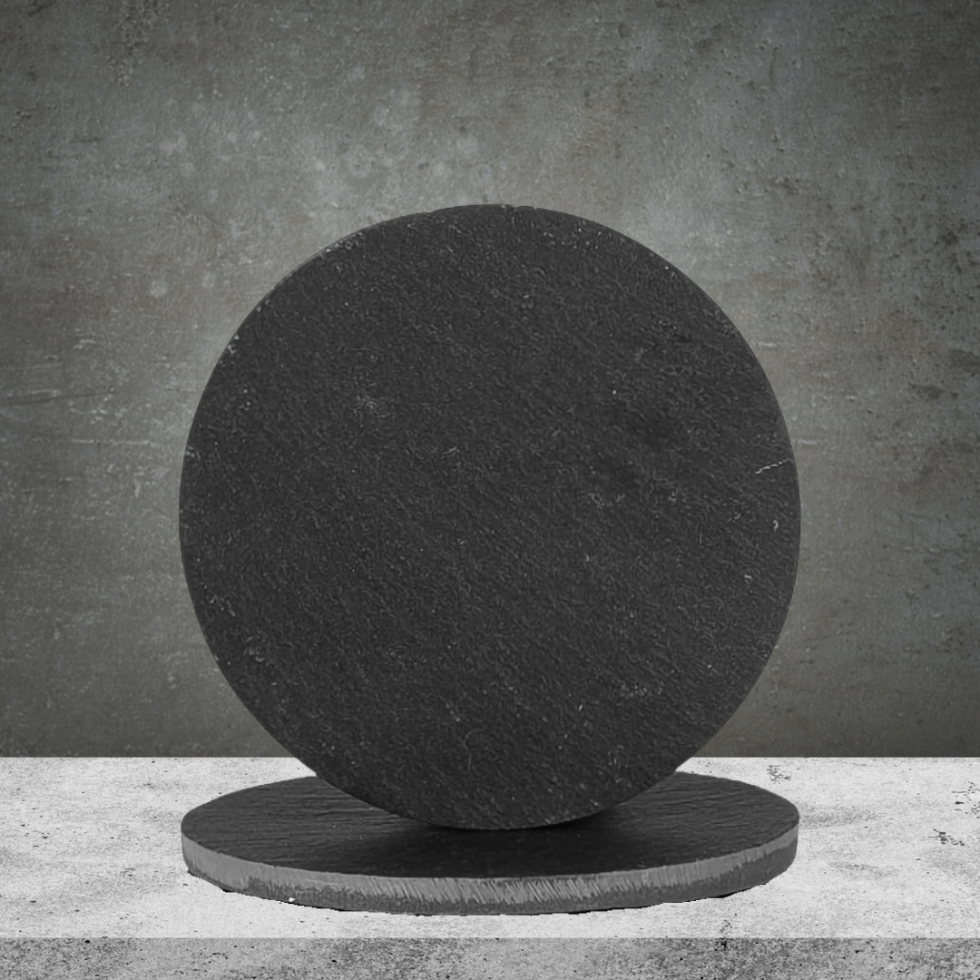 2 Round Glass Coaster - Marble Black