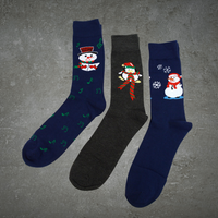 3 Pairs Pack Men's Christmas Snowman Crew Socks
