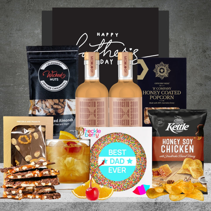 Amaretto sour mixology 2 bottles , Kettle honey soy chicken and wicked nut hamper