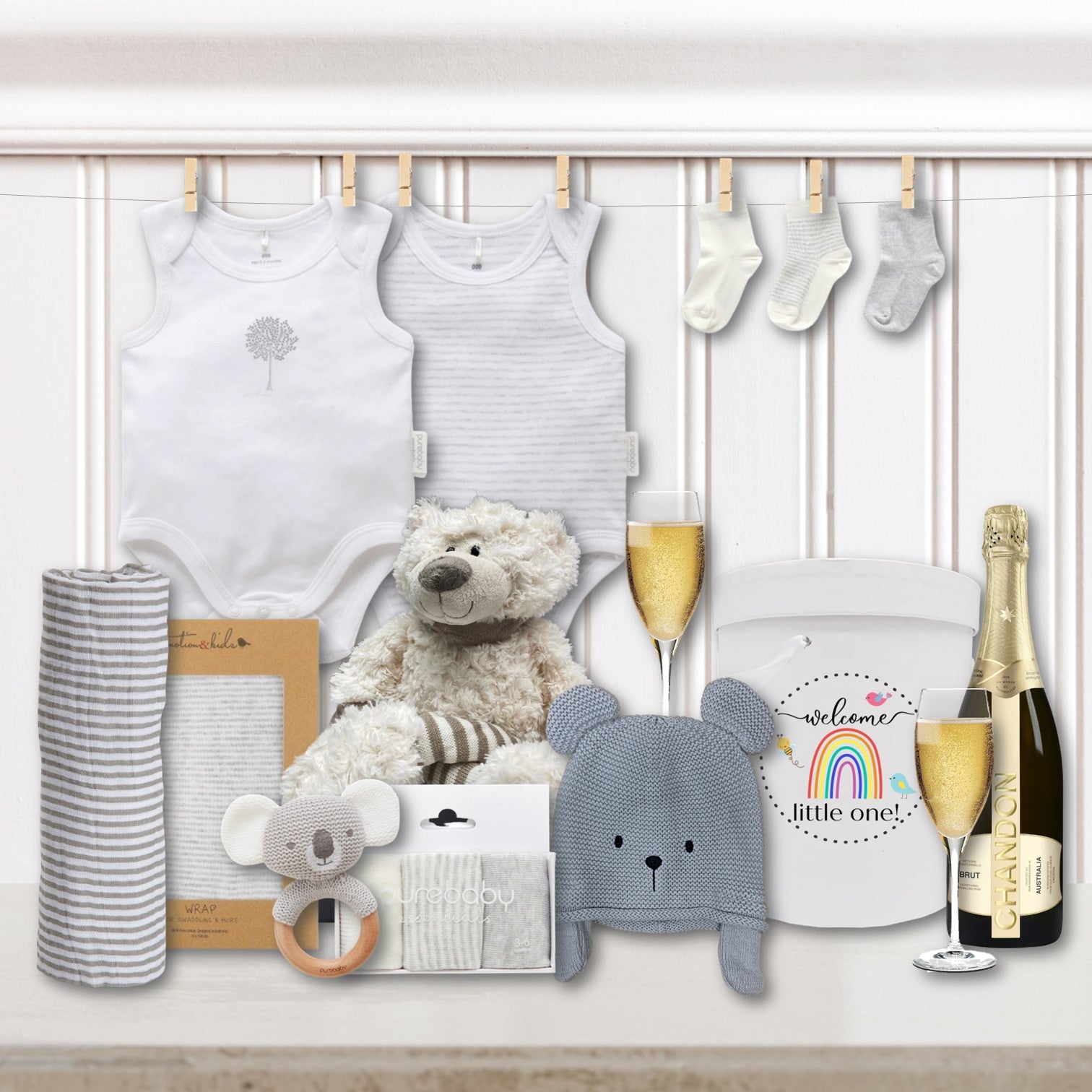 Cheers to the New Baby Romper Hamper