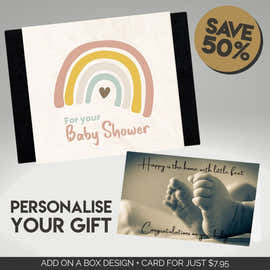Baby Shower Rainbows Sleeve + Card Bundle