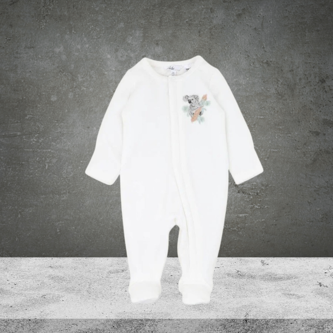 Bebe By Minihaha Charlie Koala Velour Zip Onesie Snow White