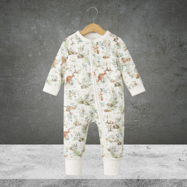 Bebe By Minihaha Charlie Organic L/S Zipsuit Charlie Print