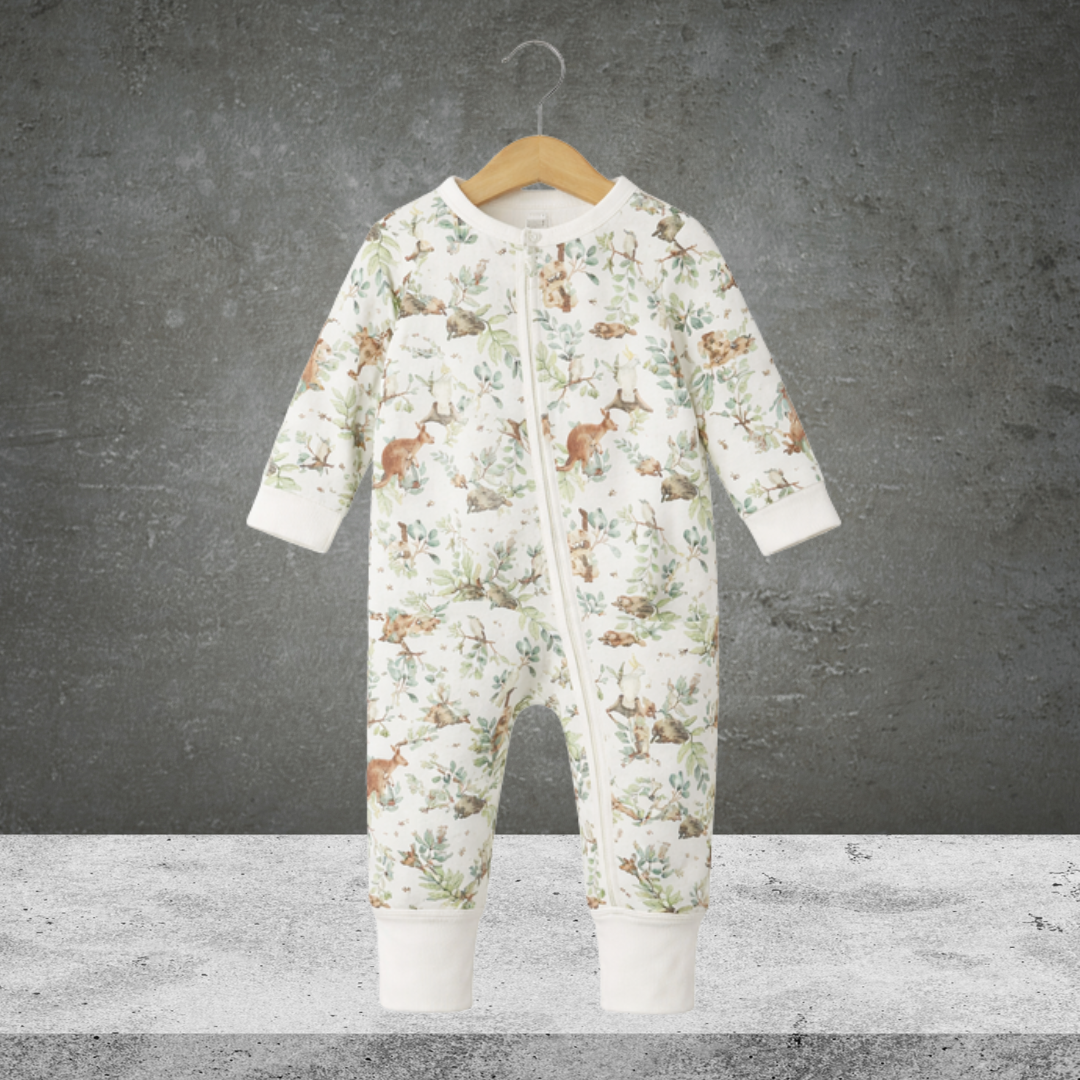 Bebe By Minihaha Charlie Organic L/S Zipsuit Charlie Print