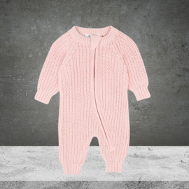 Bebe By Minihaha Pale Pink Knitted Zip Romper