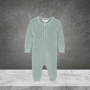 Bebe By Minihaha Sage Knitted Zip Romper
