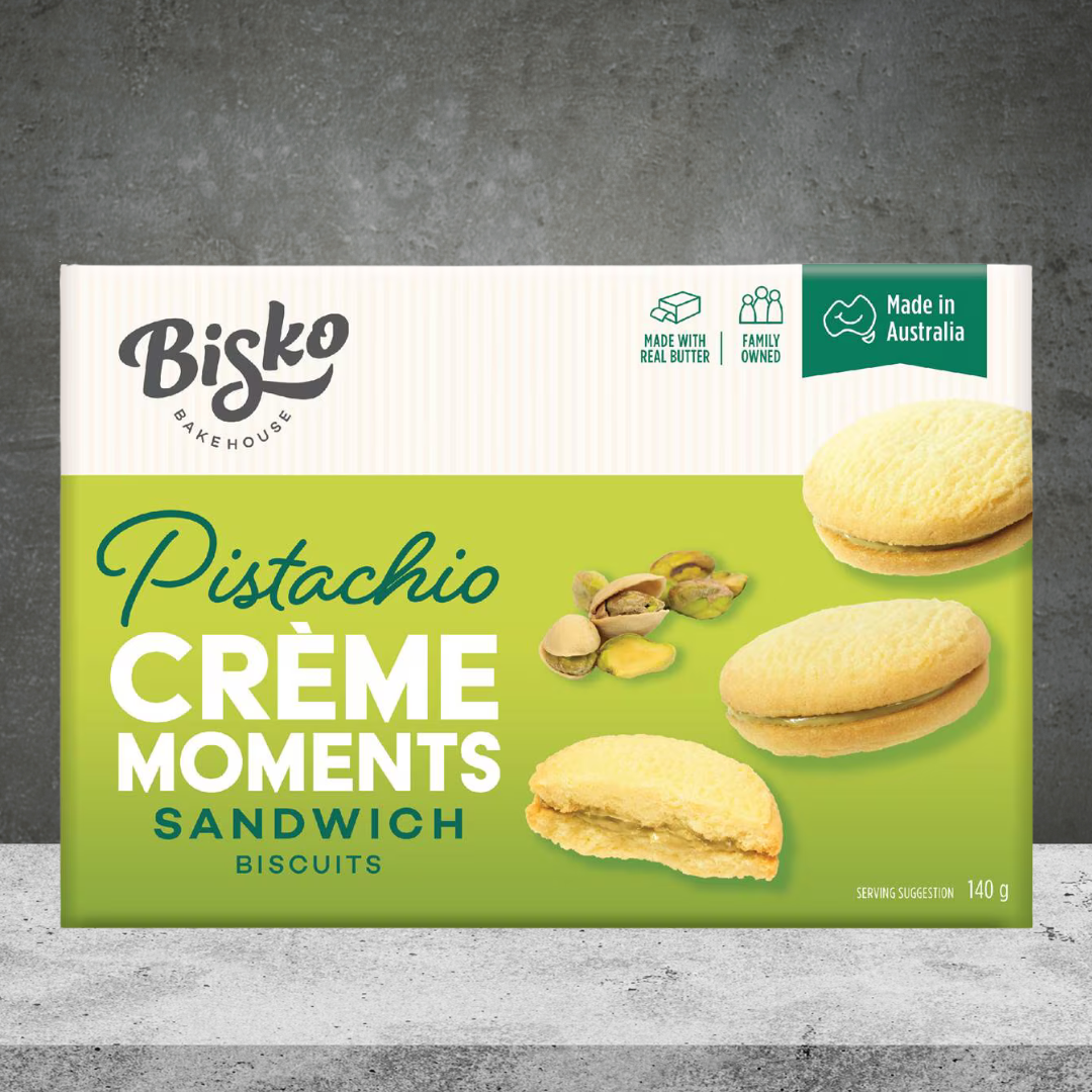 Bisko Pistachio Crème Sandwich Biscuits 140g
