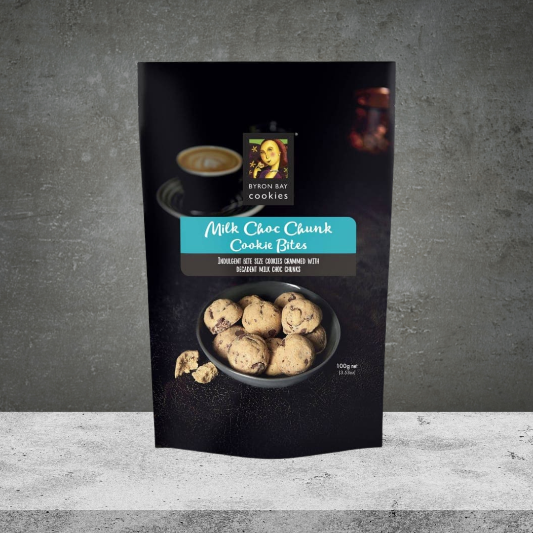 Byron Bay Cookies Milk Choc Chunk Bites Cookie Pouch 100g