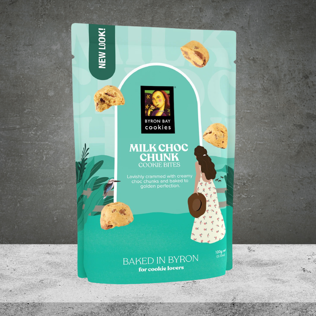 Byron Bay Cookies Milk Choc Chunk Bites Cookie Pouch 100g