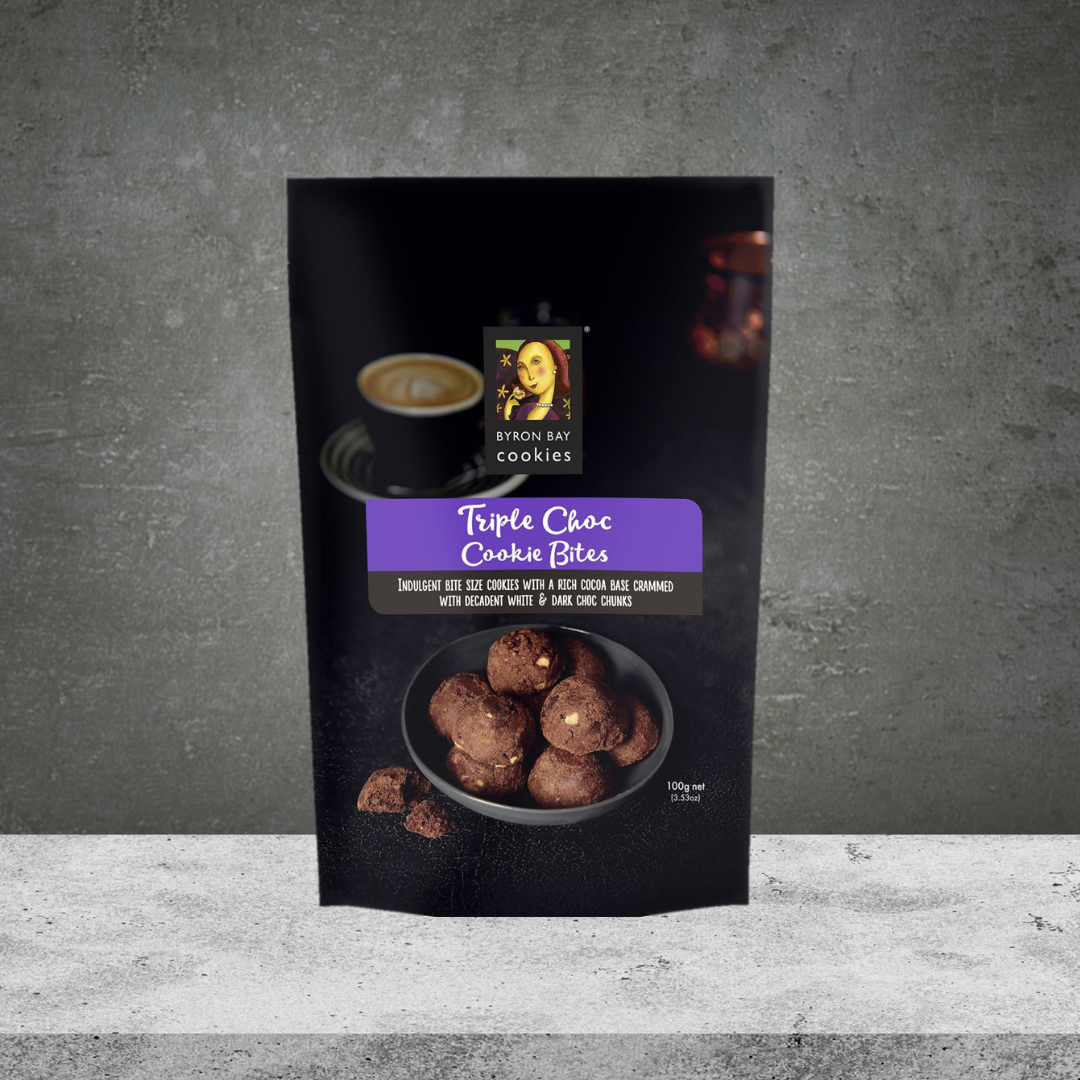 Byron Bay Cookies Triple Choc Bites Cookie Pouch 100g