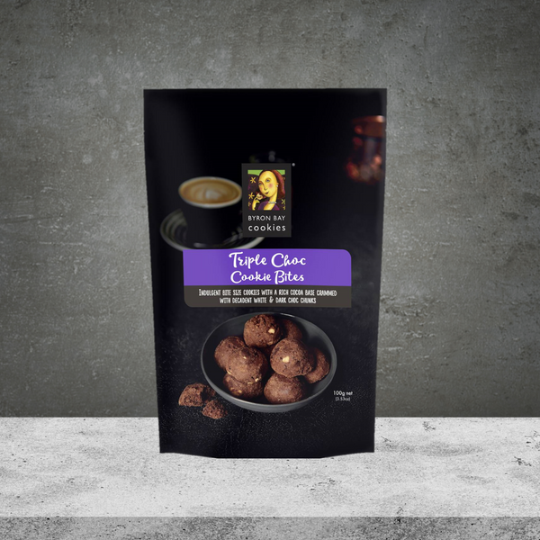 Byron Bay Cookies Triple Choc Bites Cookie Pouch 100g