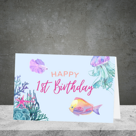Happy 1st Birthday Girl Greeting Card