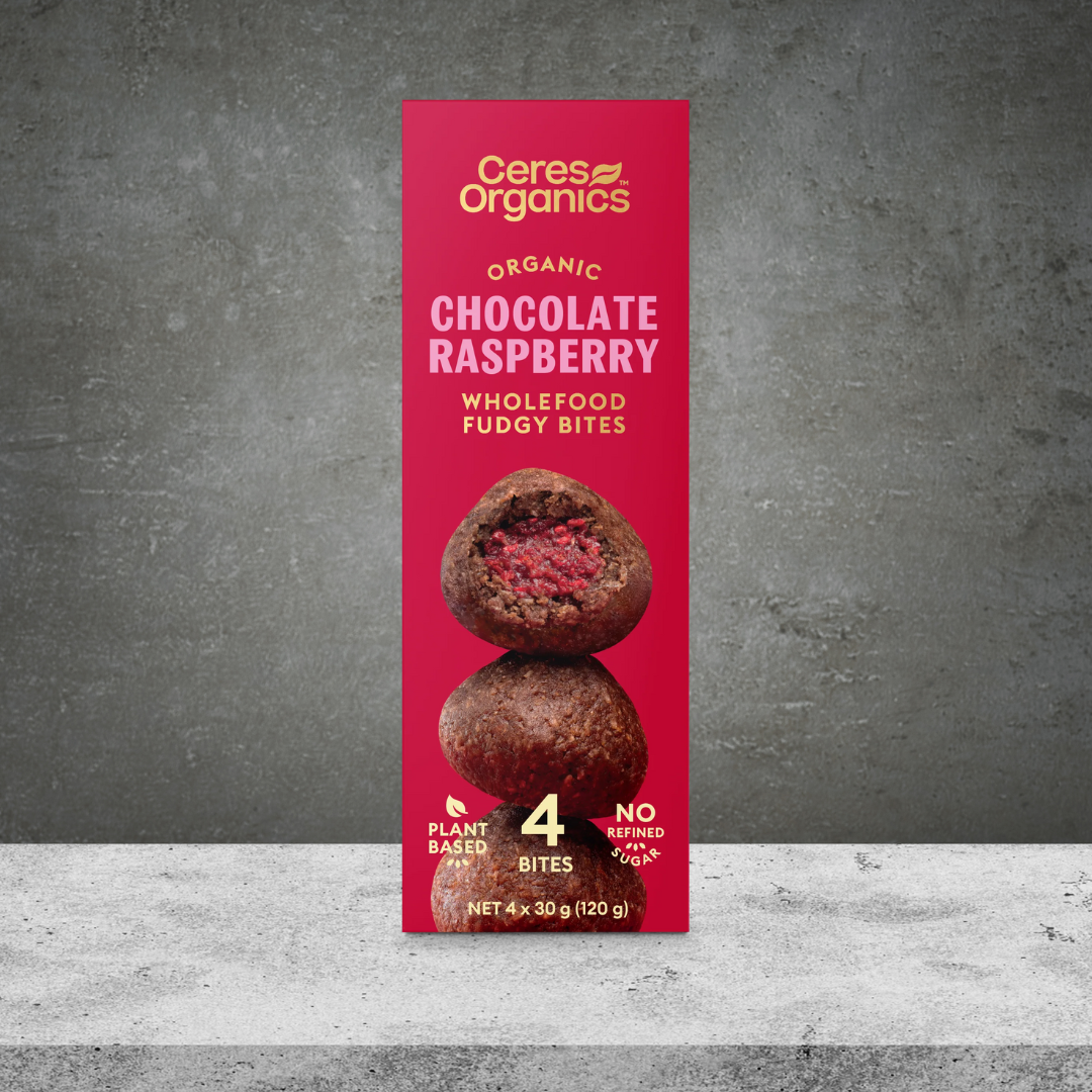 Ceres Organics Wholefood Fudgy Bites, Chocolate Raspberry 120g