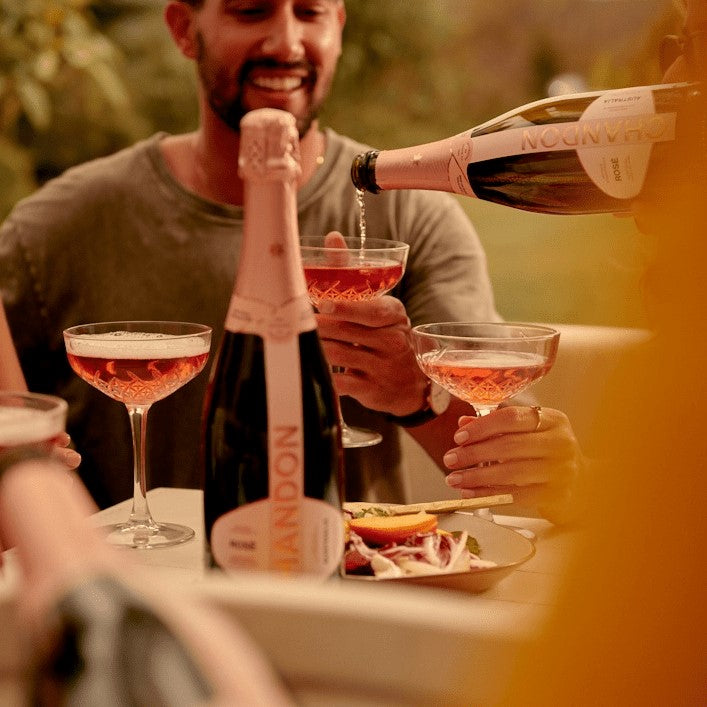 Chandon Rosé Sparkling 750ml Bottles and Glasses with a msn