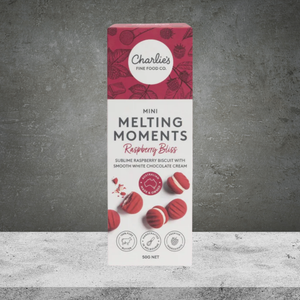 Charlie's Cookies Mini Raspberry White Choc Melting Moments 50g