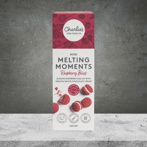 Charlie's Cookies Mini Raspberry White Choc Melting Moments 50g