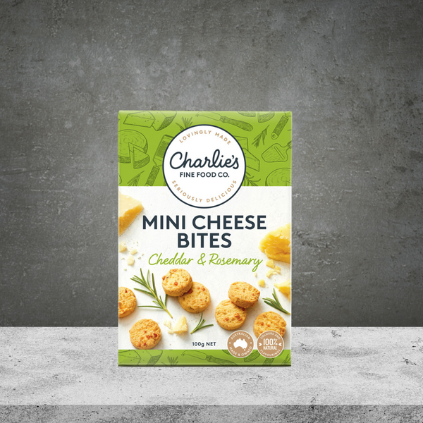 Charlie's Fine Foods Cheddar & Rosemary Mini Cheese Bites 100g