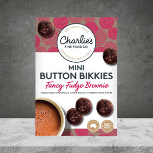 Charlie's Fine Foods Co. Fancy Fudge Brownie Mini Button Bikkies 100g