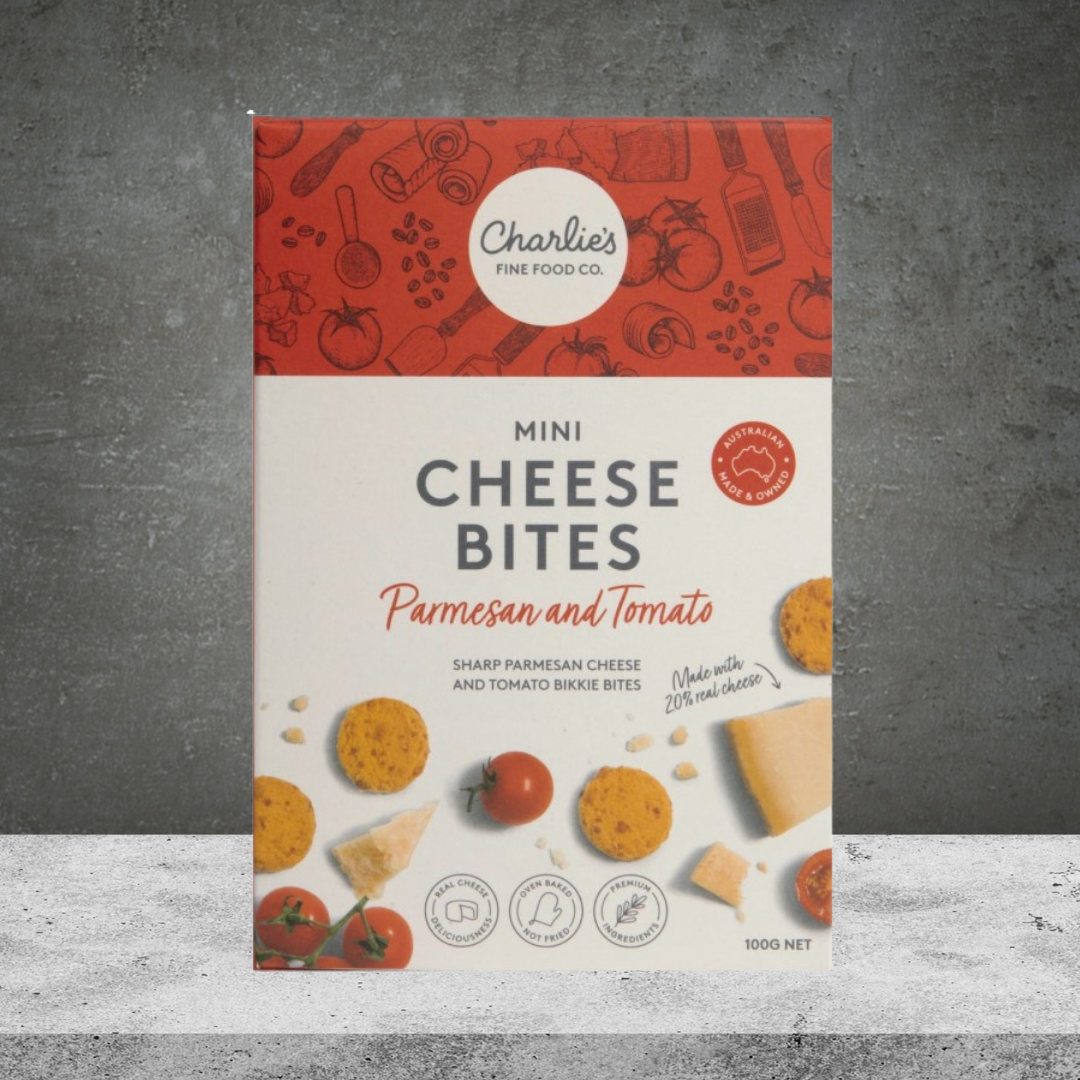 Charlies Cookie's Parmesan & Tomato Mini Cheese Bites 100g