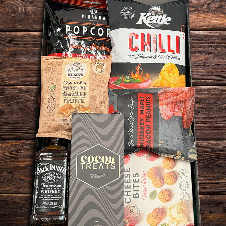 Dad 1 hamper with cocoa treats and chilli chips