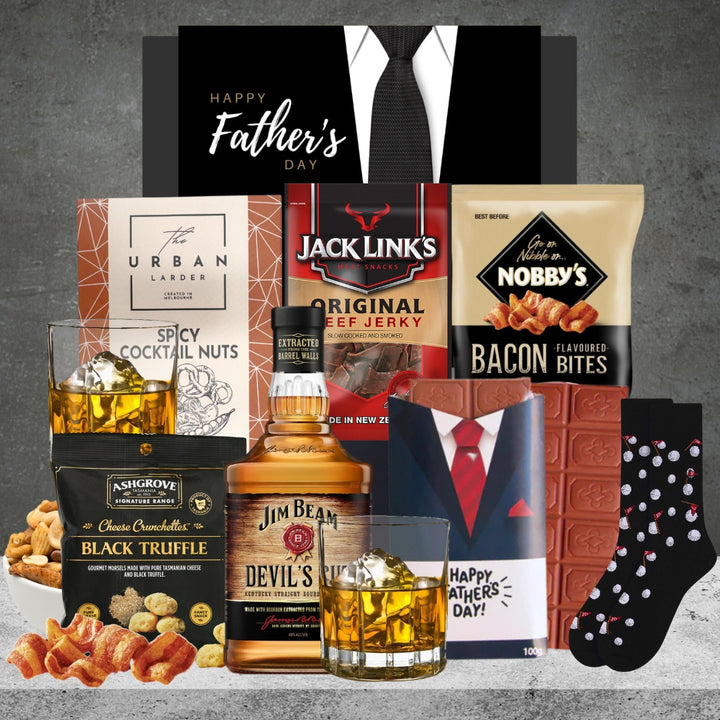 Dad You Rock Bourbon Hamper with Jim Beam and Nobby's bacon bites