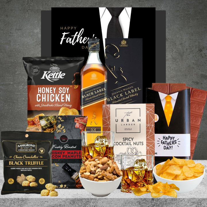 Dad's Whisky & Snack Hamper with black label 700ml