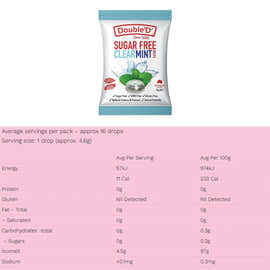 Double D Sugar Free Clear Mint Drops 70g infor