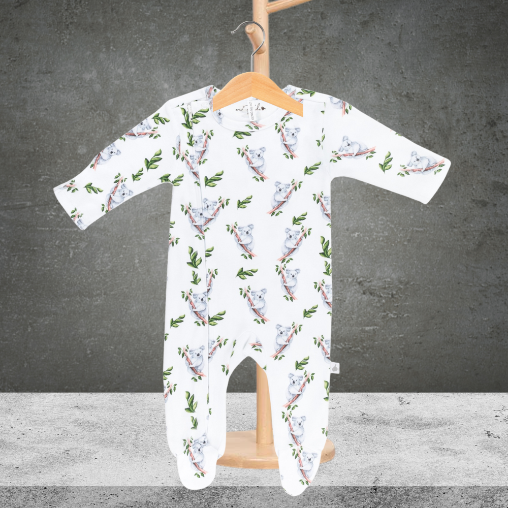 Emotion & Kids Koala Organic Cotton Zip Outfit With Feet 0-3